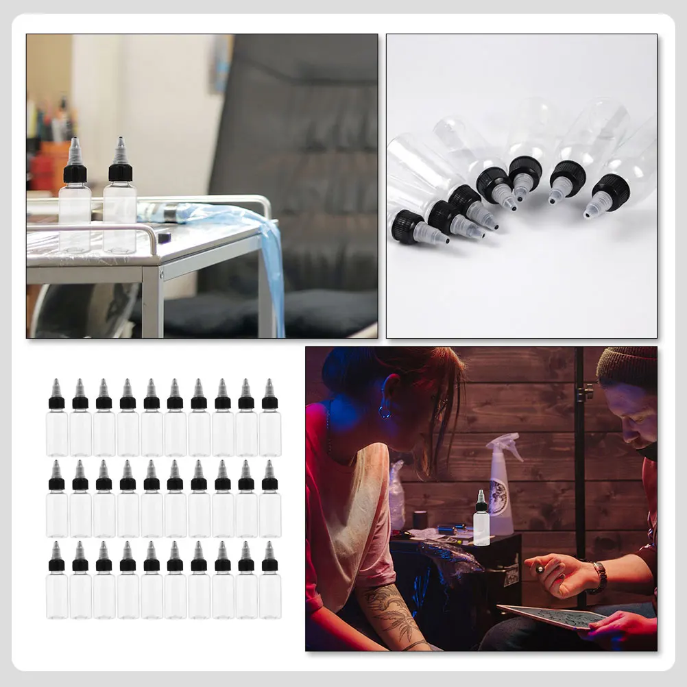 30 Stuks Squeeze Pigment Flessen 30Ml Huisdier Clear Breeuwen Flessen Voor Diy Ambachten Tattoo Supply Hervulbare Plastic Extrusie