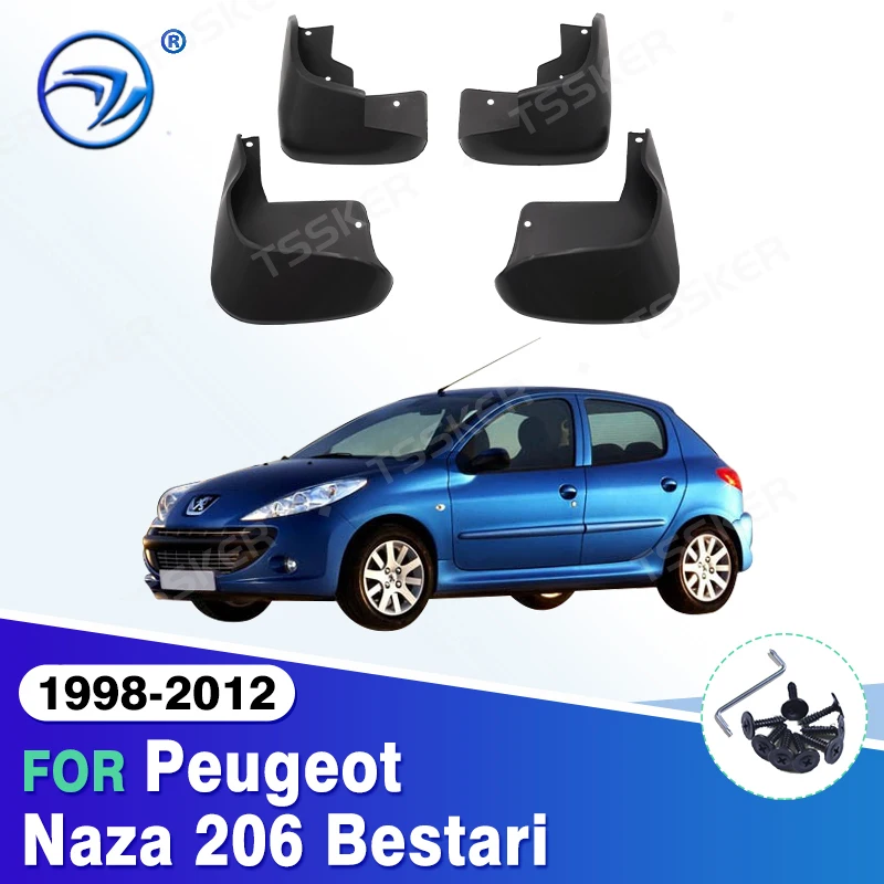 Peugeot naza 206、bestari 1998-2012、泥フラップ、スプラッシュガード、マッドガード、フロントおよびリア、1999、2000、2001、2002、2011、2010