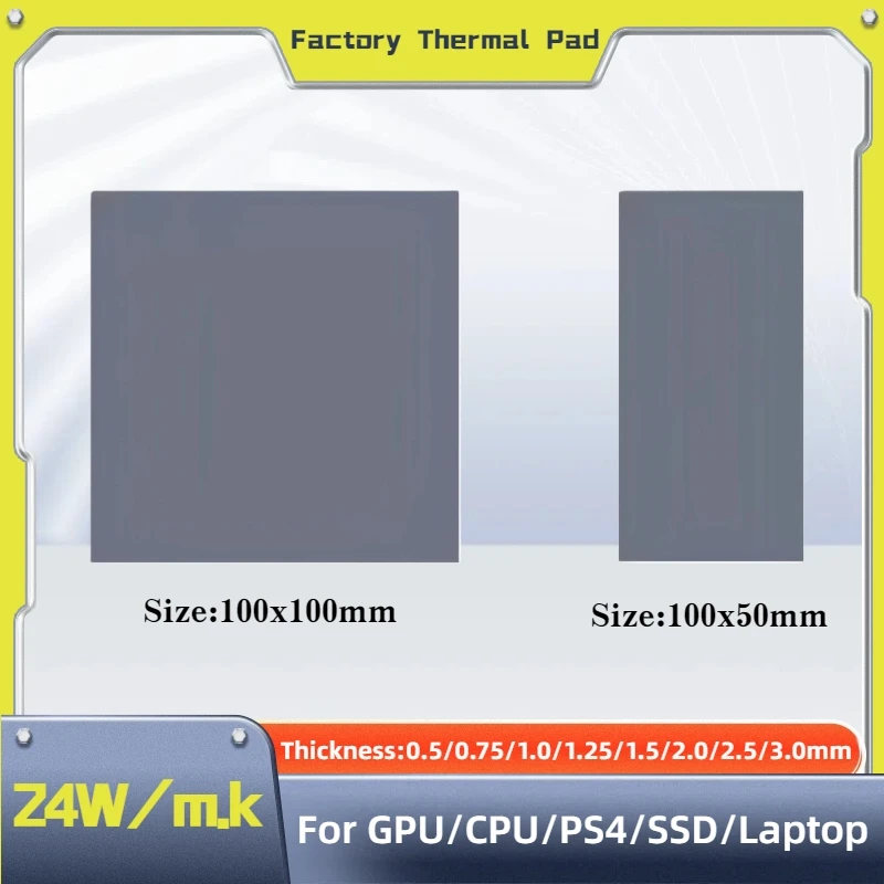 Great 24w 22w 20w 18.6w 16.5w OEM Thermal Pad for GPU CPU Heatsink Cooling Conductive Silicone Pad Thickness 0.75 1.25 1.75mm