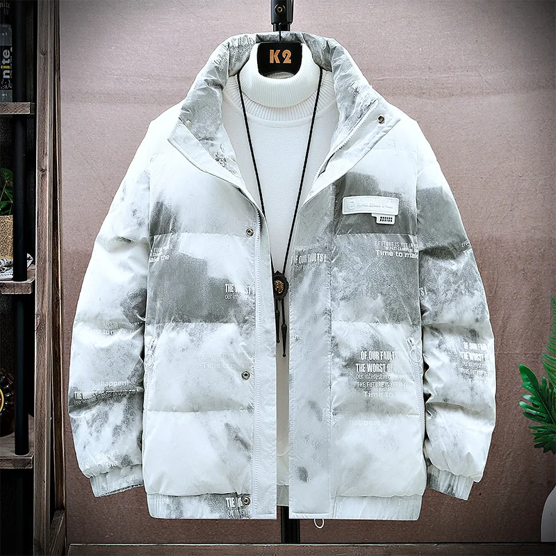 Fashion 2024 Winter Men's Casual White Duck Down Jackets Youth Windproof Warm Short Puffer Coats Streetwear Loose Down Clothing