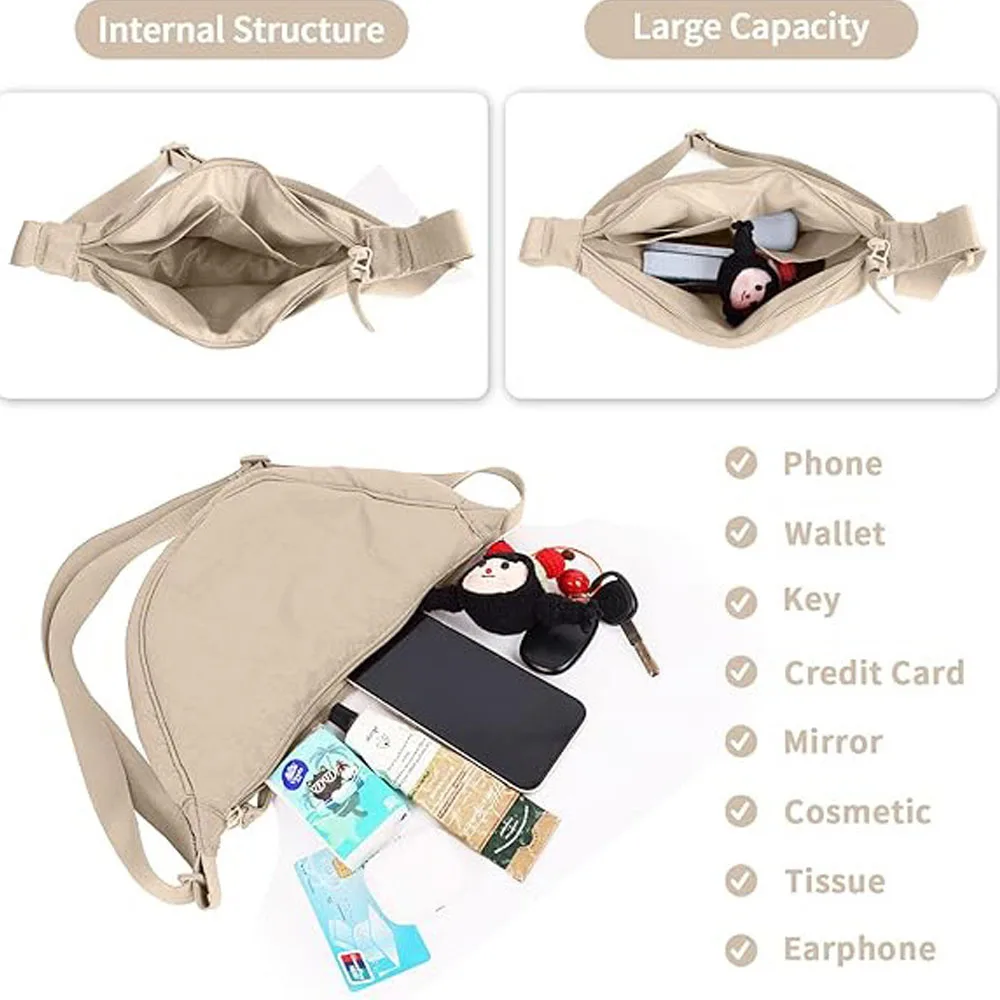 Umhängetasche für Damen, Trendige Dumpling-Tasche, Leichte Kleine Nylon-Schultertasche, Vielseitige Schultertasche – Detail 5