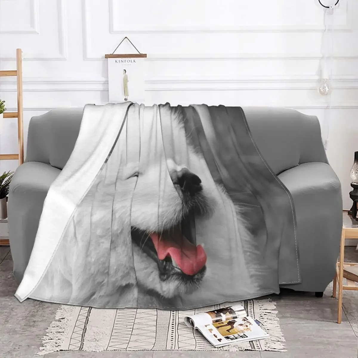 

Samoyed Dog Baby Blankets Fleece Print Cute Pet Super Multifunction Warm Throw Blanket for Sofa Couch Bedding Throws