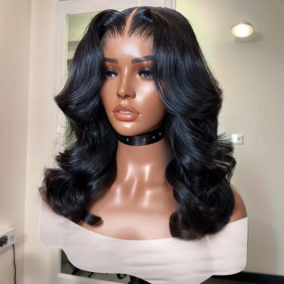 Melodie Body Wave 16 Inch Short Bob Wig 13x6 HD Lace Frontal Human Hair Wigs 13x5 Front Water Wave Remy Preplucked 200 Density