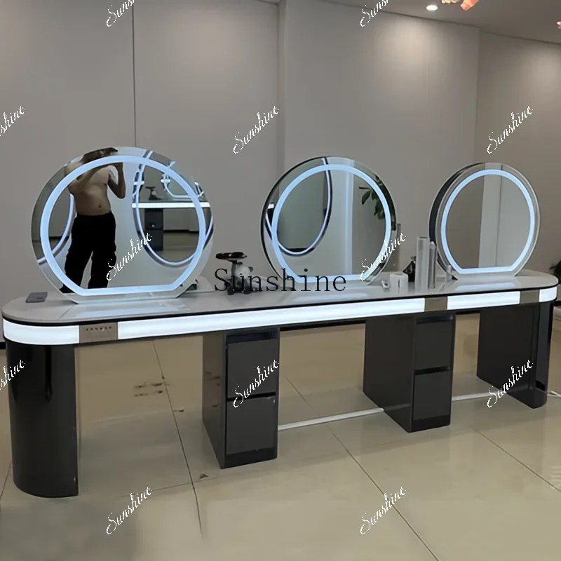 Barber shop mirror table hair cutting, dyeing and ironing area integrated hair salon special   TF