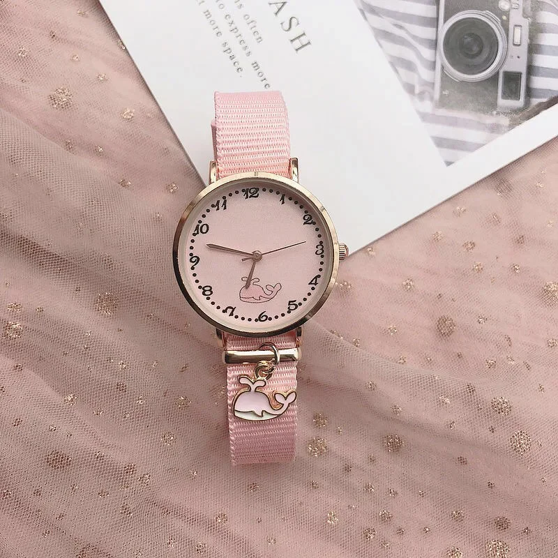 1PC Children Watch Unicorn Flamingo Canvas Strap Dial Quartz Watches Kids Wrist Watches for Boys Girls Xmas Gifts Cartoon Watch