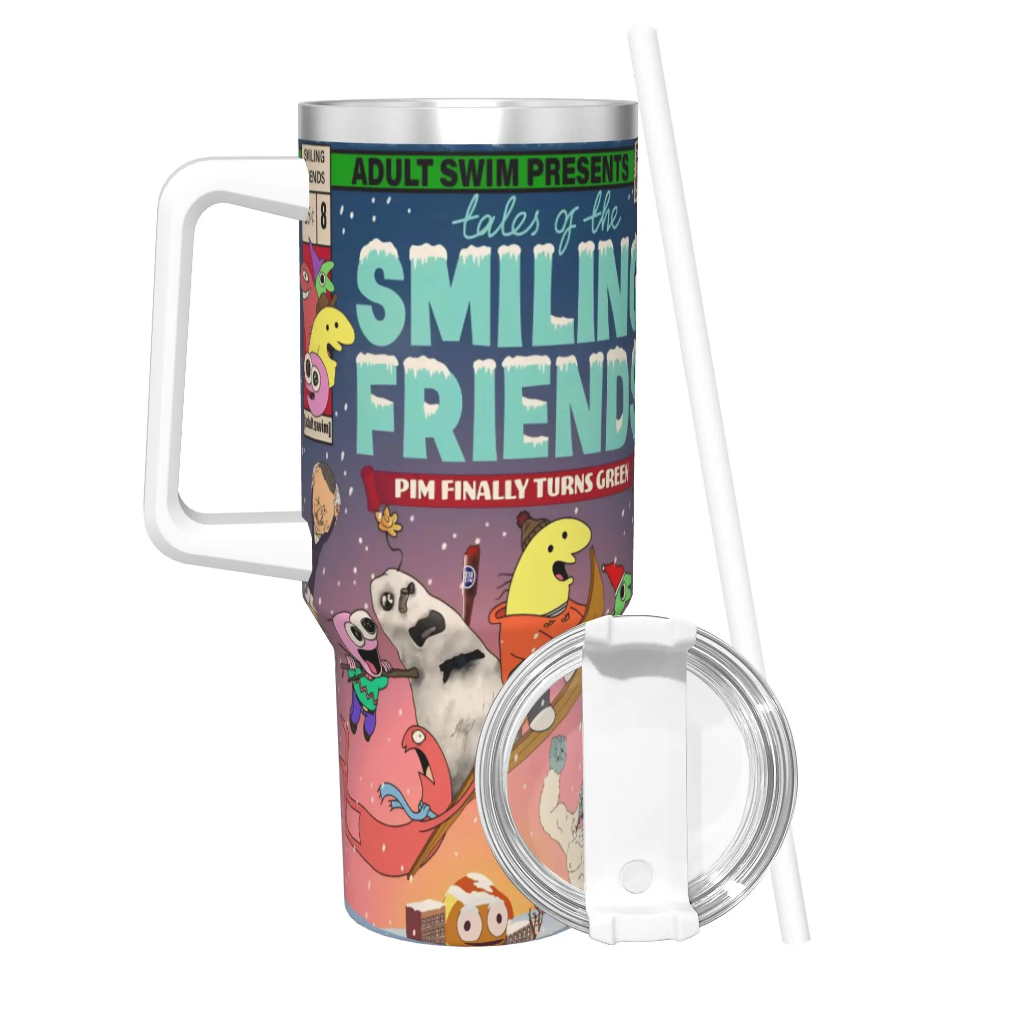 

Smiling Friends Pim and Charlie Tumbler Vacuum Insulated Coffee Cups Vacuum Flask Office Home Mug Hot Cold Drink 40oz