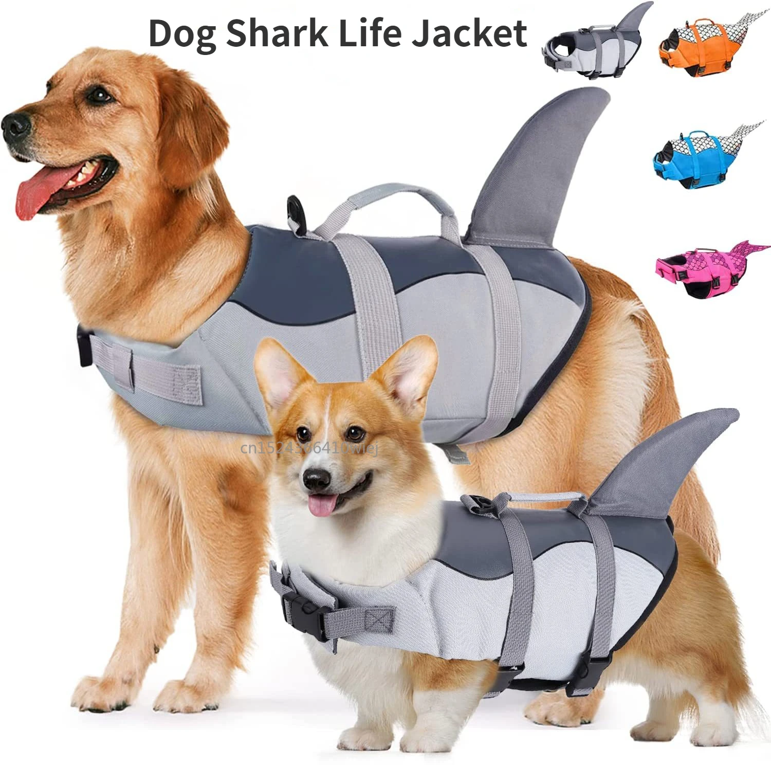 Large Dog Pet Safety Life Jacket Anti-crack Dog Life Jacket Shark Vest with Rescue Handle Safety Swimming Summer Swimsuit