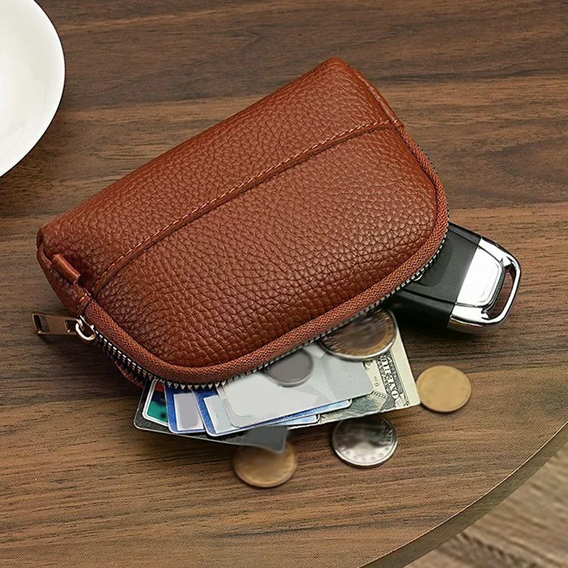 Vintage Coin Purse Solid Color Minimalism Key Bag Lipstick Earphone Storage Bag Daily Portable Zipper Clutch Bag Small Wallet
