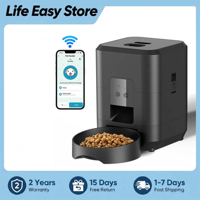 Distributore Automatico di Cibo per Animali Domestici, Dispenser Intelligente per Gatti e Cani con Temporizzazione e Quantità Automatiche, Ciotola per Gatti e Cani con Connessione WiFi