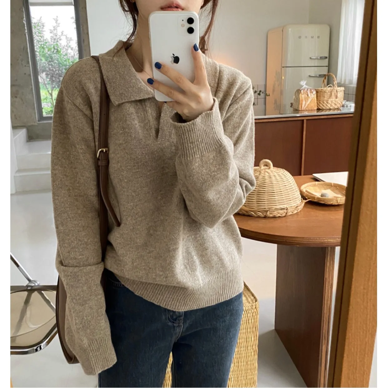 

Шикарный простой длинный вязаный свитер V-Ne, универсальный ленивый женский модный теплый зимний свитер 2025 года, Новое поступление