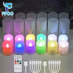 FPOO Flameless LED Candle Lamp, Rechargeable Candles, Timed Remote, Colorful, Home Decoration, Valentine Party,Candle Light,Room