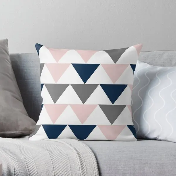 

Triangular Geometric Pattern In Navy Blu Printing Throw Pillow Cover Bed Case Home Wedding Bedroom Pillows not include One Side