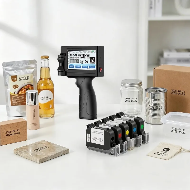 Aisomark Handheld Inkjet Date Coding Marking Machine, Manual Portable Batch Number Card Printer with Fast Dry Metal Ink