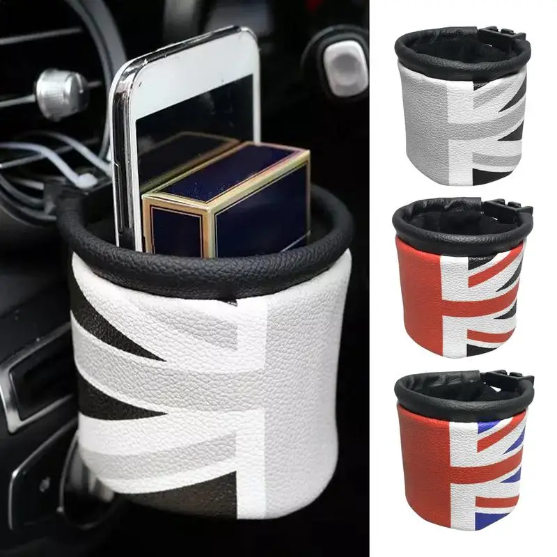 Car Air Vent Phone Pouch Car Vent Storage Holder PU Leather Auto Air Outlet Holder Container Sufficient Space For Card Pen Key