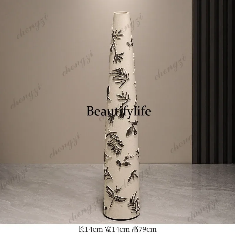 03 minimalist TV cabinet next to the large vase ornament living room floor high home decoration