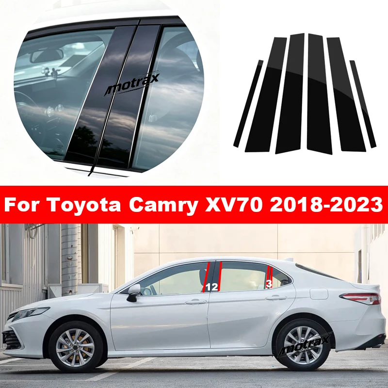 Car Window Stickers for Toyota Camry 8th XV70 2018 2019 2020 2021 2022 2023 Car Window Trim B C Pillar Anti-scratch Decoration