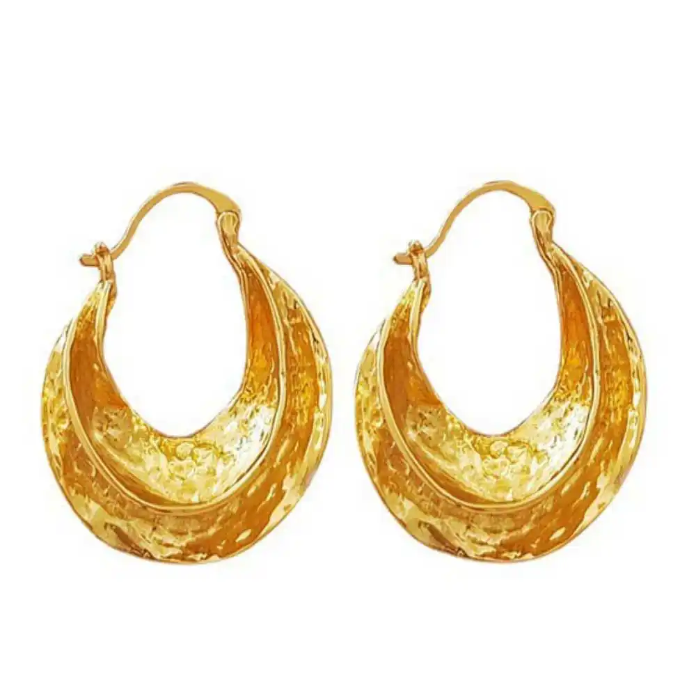 Fashion Bohemian style Gold plating Baroque basket Earrings Handmade Jewelry Dangling Wedding Clip-on