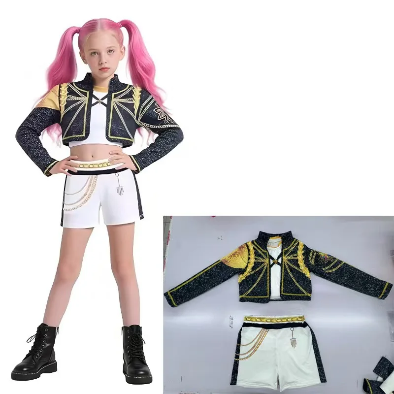 Girl 3D Print 3Pcs Role Play Dress up Popular Korean Music Performance Clothing Dance Costume Child Singer Cosplay Team Uniform image 6