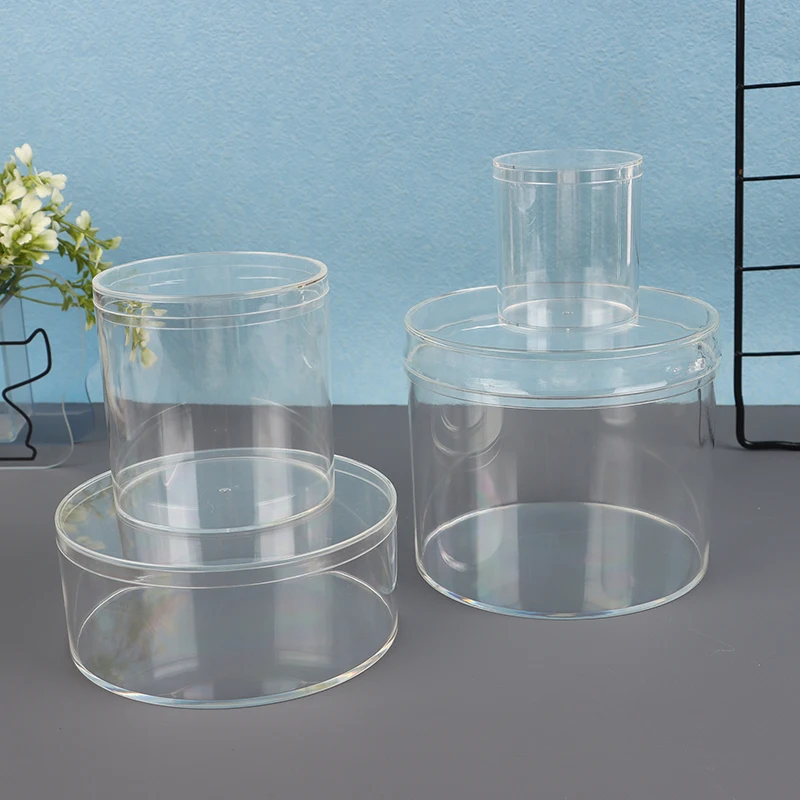 1Pc Acrylic Candy Box Transparent Plastic Round Cake Dessert Box Chocolate Wedding Party Favor Packaging Storage Containers