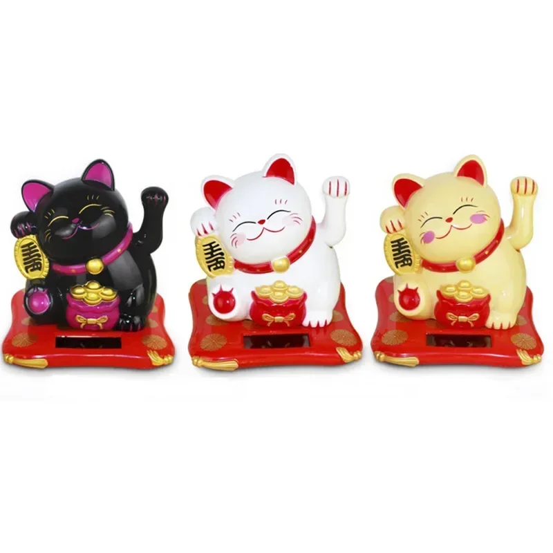 

Chinese Lucky Cat Mini Auto Waving Lucky Cat Car Decoration Cake Baking Statue Wealth Fortune Welcome Waving Cat Sculpture