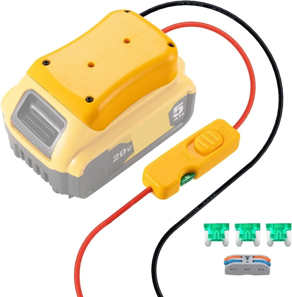 Adaptador de Bateria para Dewalt Adaptador de Bateria 20v Ferramenta de Poder Kit Conversor de Bateria 14 Calibre com Interruptor Fusíveis Terminais de Fio
