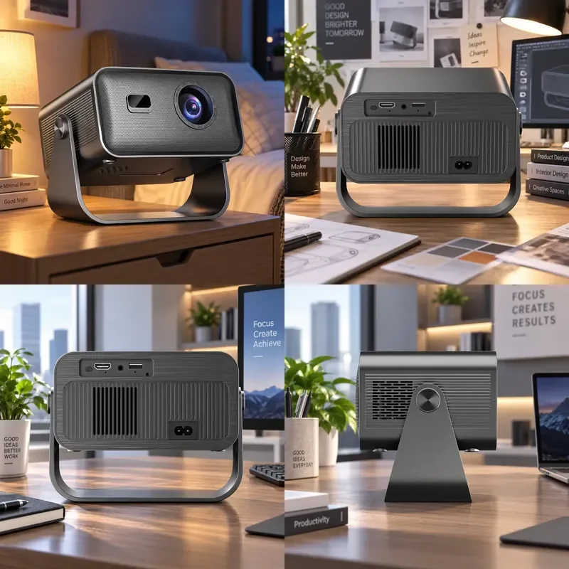 Holographic Projector 3D Projector, Space Projector, Mini LED 3D Glasses DLP Video Projector, Smart Android TV 1080p Portable