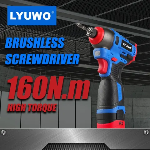 Chave de fenda elétrica sem escova LYUWO 16V com um grande torque de 160N. M, furadeira sem fio tipo impacto, multifuncional doméstica
