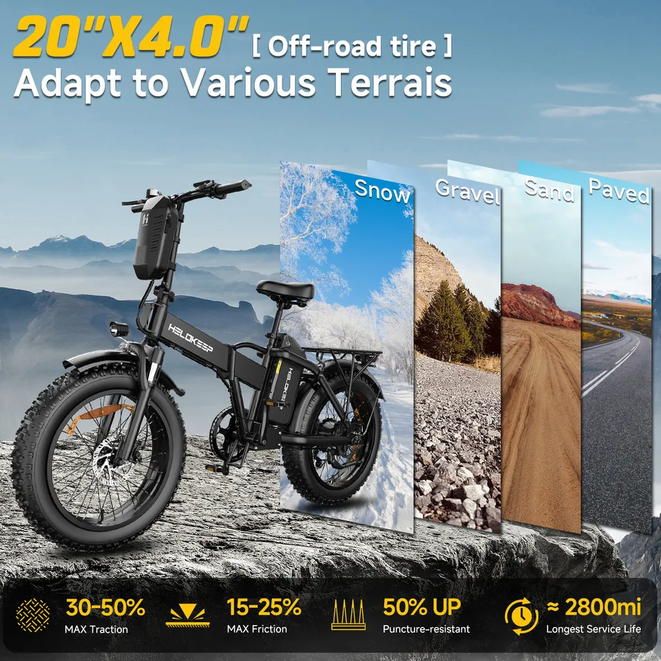 750W Motor Electric Folding bike 20" Fat Tires 48V 25Ah City bike for Adults image 4