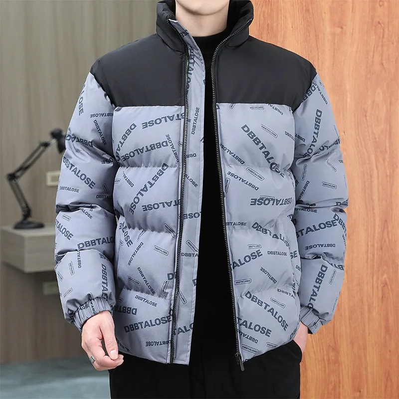 

Autumn and Winter Thicken Tide Brand Stand Collar Fashion Padded Jacket Mens Jacket Coats Letter Printing Comfortable Keep Warm