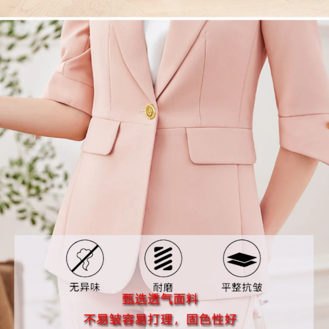AIyssa Fashionable professional women's mid-sleeved suit, high-quality two-piece pants + suit jacket, new spring 2026