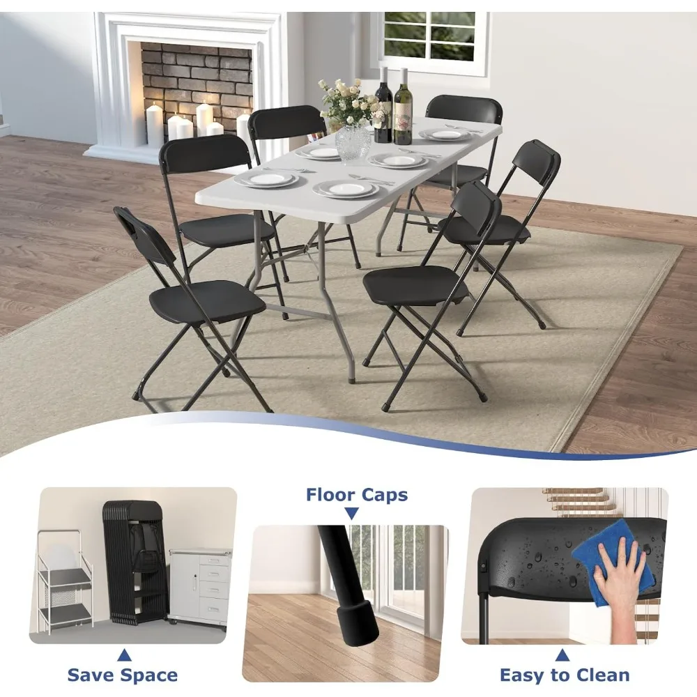 Sedie pieghevoli portatili - Confezione da 20, plastica resistente, capacità 350 libbre, ideali per eventi interni ed esterni, leggeri e facili da C