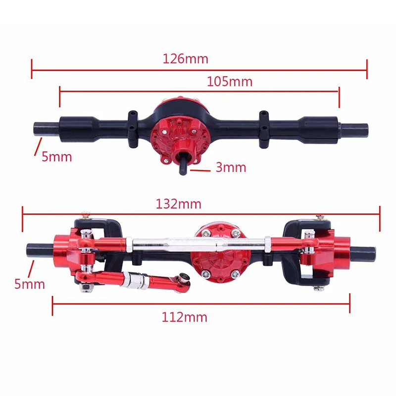 Metal Upgraded Front Rear Bridge For WPL 1/16 C14 C24 B14 B24 B36 Henglong Fayee JJRC RC Car Parts