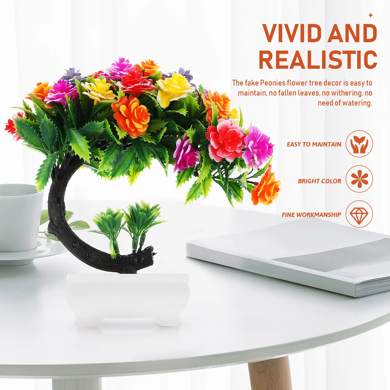 

Plant Simulated Potted Plants Tree Bonsai Decorations Simulation of Colorful Flower Ornament Man