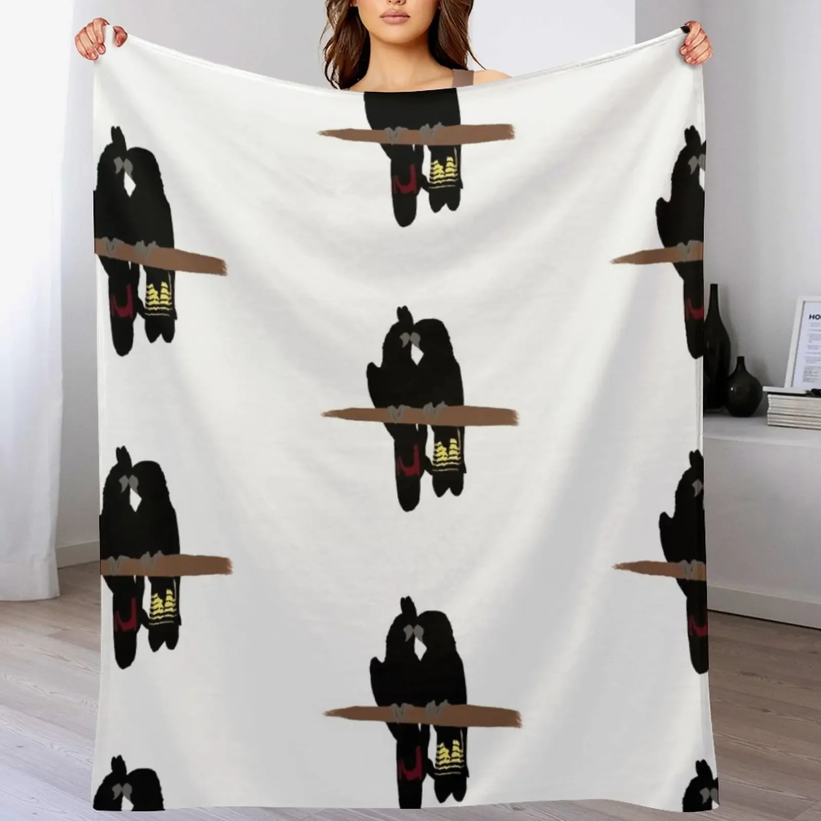 

Black Cockatoos Throw Blanket Bed covers Luxury Throw halloween Beach Blankets