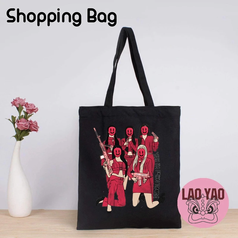 G-IDLE Kpop Shopper Bag per le donne borse di stoffa Totebag Tote Shopping estetica donna tela grande studente universitario nome personalizzato