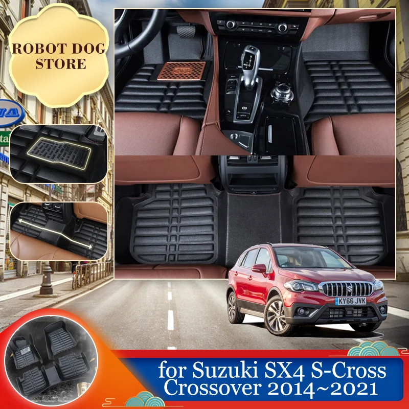 

Leather Floor Mat for Suzuki SX4 S-Cross Crossover 2014~2021 Foot Interior Liner Waterproof Carpet Pad Custom Rug Accessories