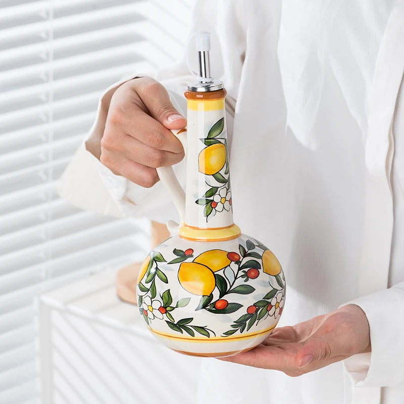 Underglaze ceramic bottle non-toxic and environmentally friendly olive oil bottle oil vinegar kitchen seasoning bottle dr