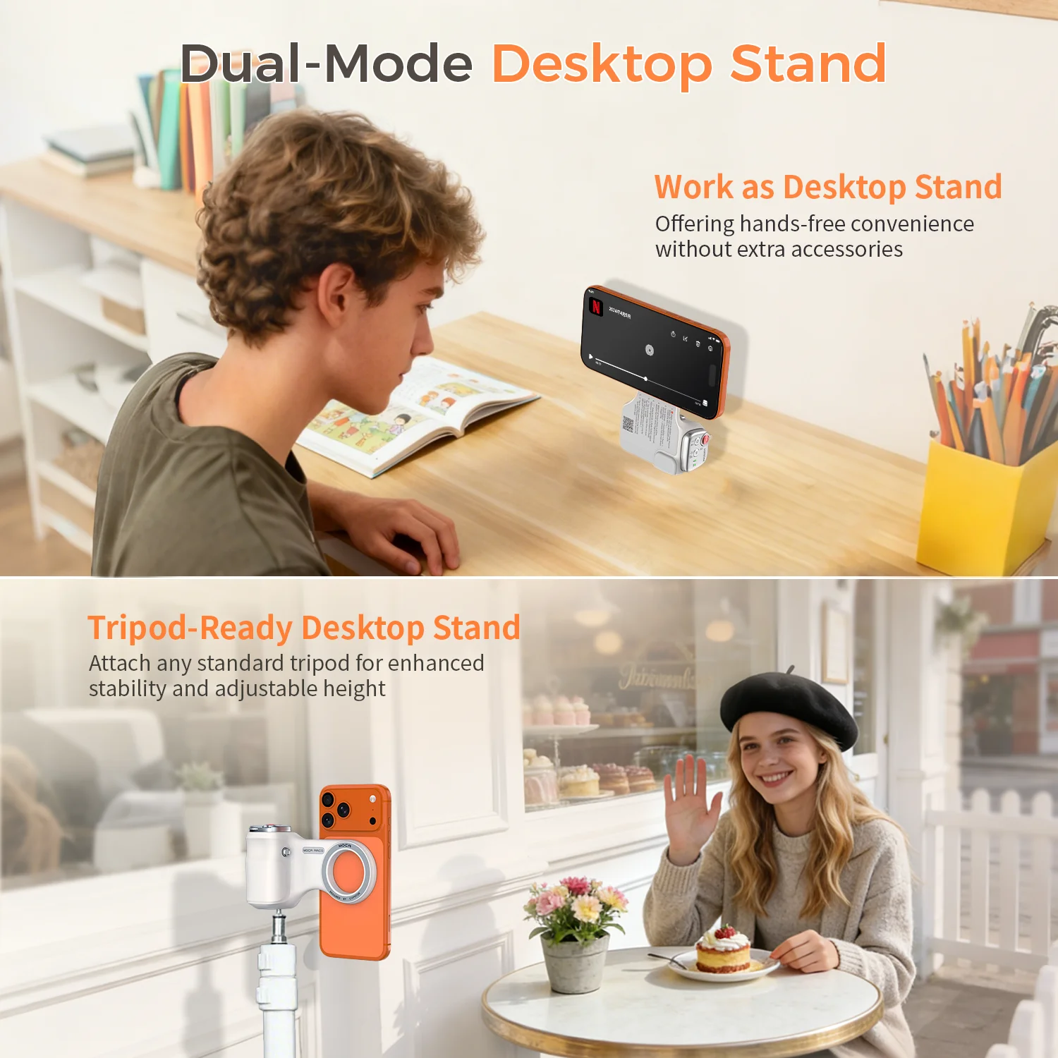 COMITOK MOCA ARCO iPhone Camera Grip with Mirror Series Removable Bluetooth Remote Control Ergonomic Thumb Rest Area Magsafe Compatible with IOS17/18/26 Fun Shot Magnetic Grip for Phone Compact for Travel Photography Vlogging view 7
