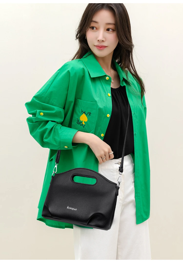 Soft PU Leather Women's Bag 2026 New Style Trendy Simple Versatile PU Bucket Bag Fashionable Shoulder Crossbody Handbag