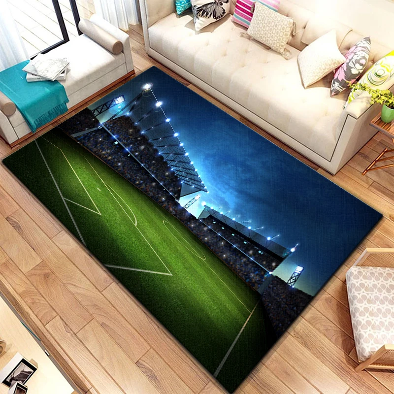 3D Fußball Fußball Sport Silhouette Muster Teppich für Wohnzimmer Teppiche Camping Picknick Matte Anti-Rutsch-Teppich Kriechmatte Fans Geschenk