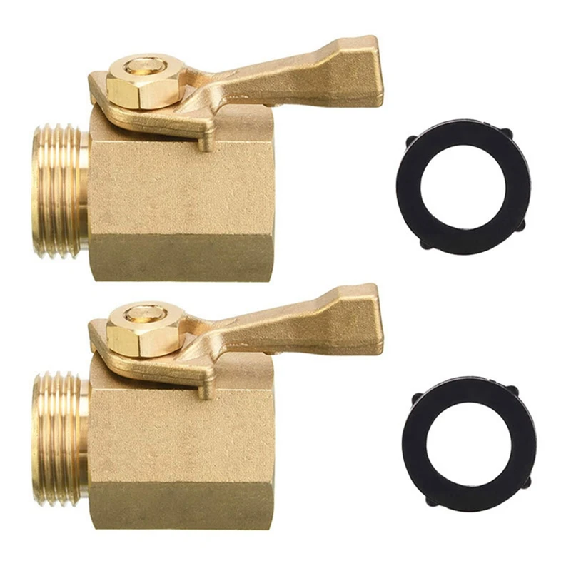 2Pcs 3/4 Hexagonal One-Way Ball Valve Garden Fittings With On-Off Valve One-Way Ball Valve All Copper Brass Fittings Durable