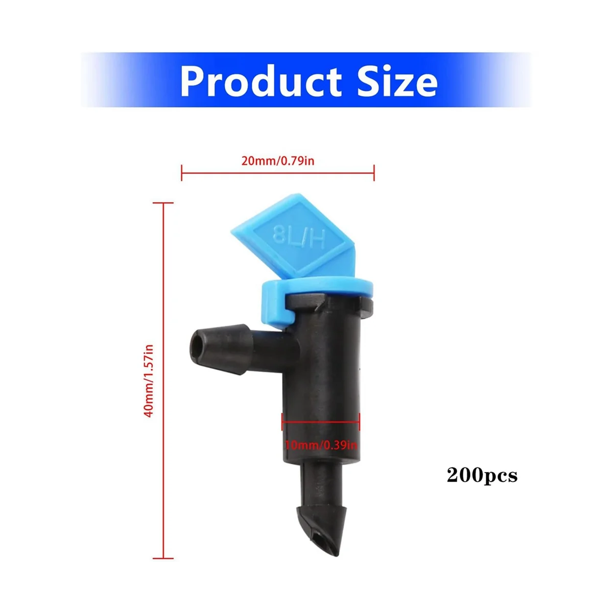 200 Pcs 2 GPH Drip Irrigation Emitters, 8L/H Garden Flag Irrigation Dripper Inline Water Drippers Emitter Sprinkler