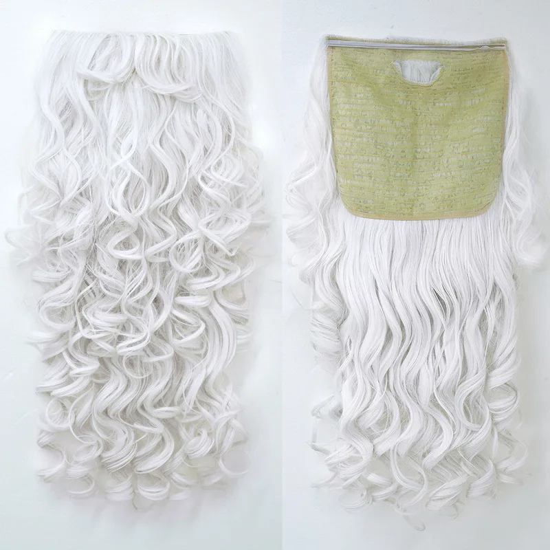 2-piece set of cosplay Christmas wigs with full headgear and white beard for street-style Santa Claus costume