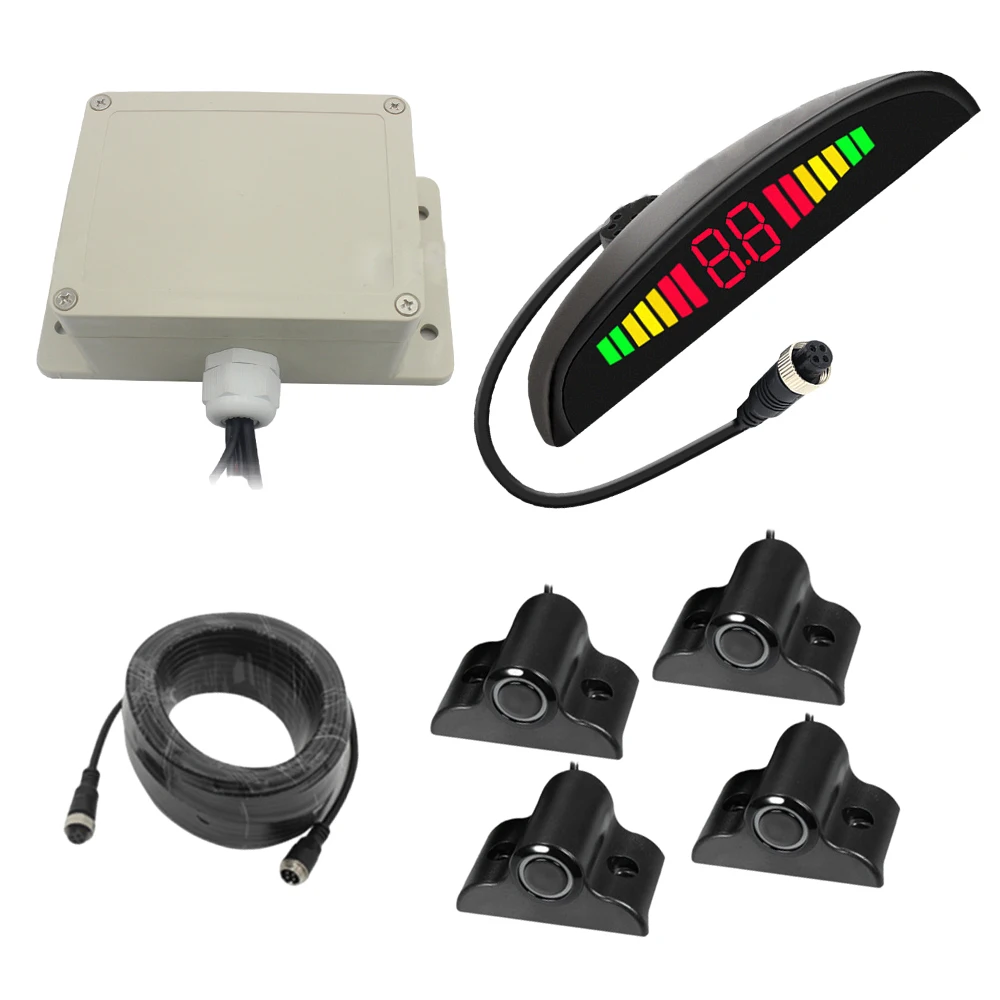 LED Truck Reversing Sensor System Parking Sensor Kit With 4 Sensors Air Line Reverse Radar Sound Alert Indicator System