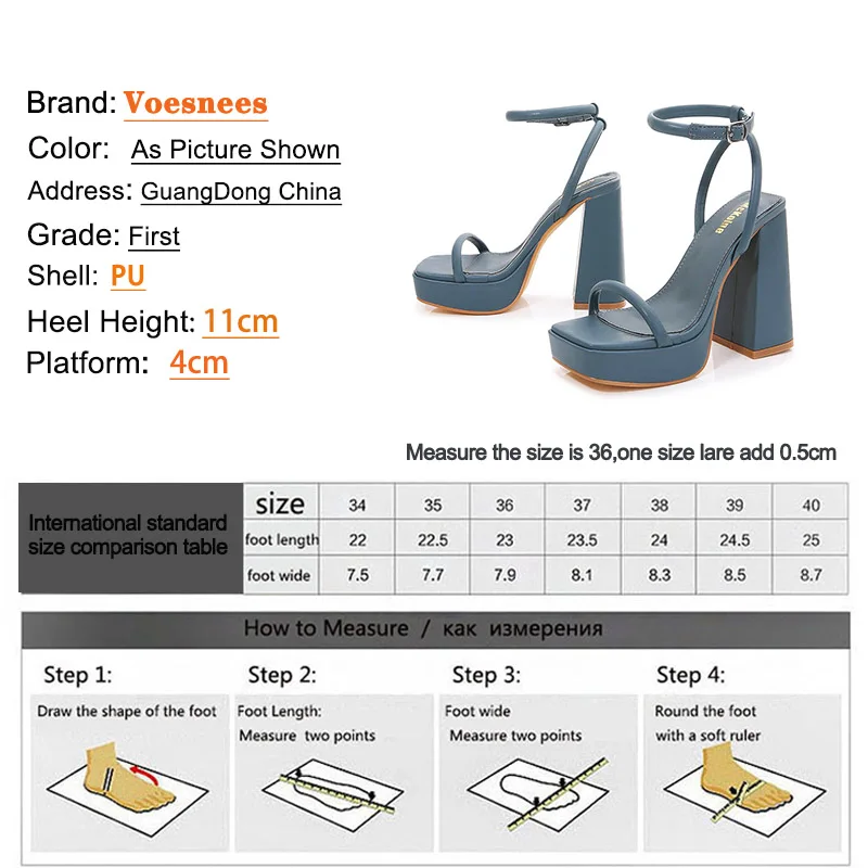 Fashion Narrow-band Sandals Women Square Heel Car Model Show Shoes Summer Waterproof Platform High Heels 11CM Black Ladies Pumps