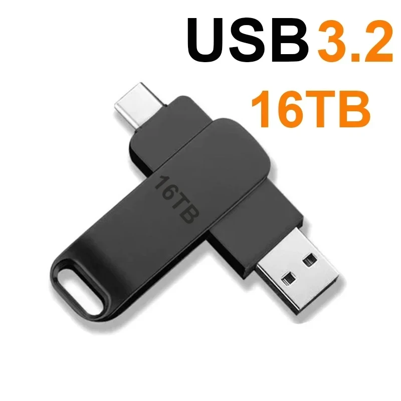 Lenovo USB3.2 USB-Stick 16TB OTG Pen Drive Hochgeschwindigkeits-Typ-C-Flash-Laufwerk Echte Kapazität Metall-Pendrive für Telefon und Computer