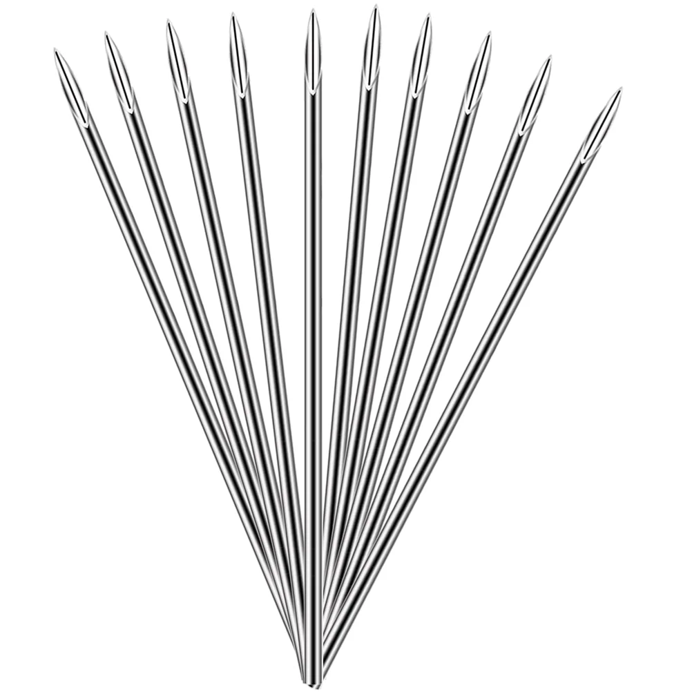 10 Pcs Stainless Steel Body Piercing Needles Ear Nose Tongue Lip Umbilical Sponge Tip Cylindrical Inclined Easy