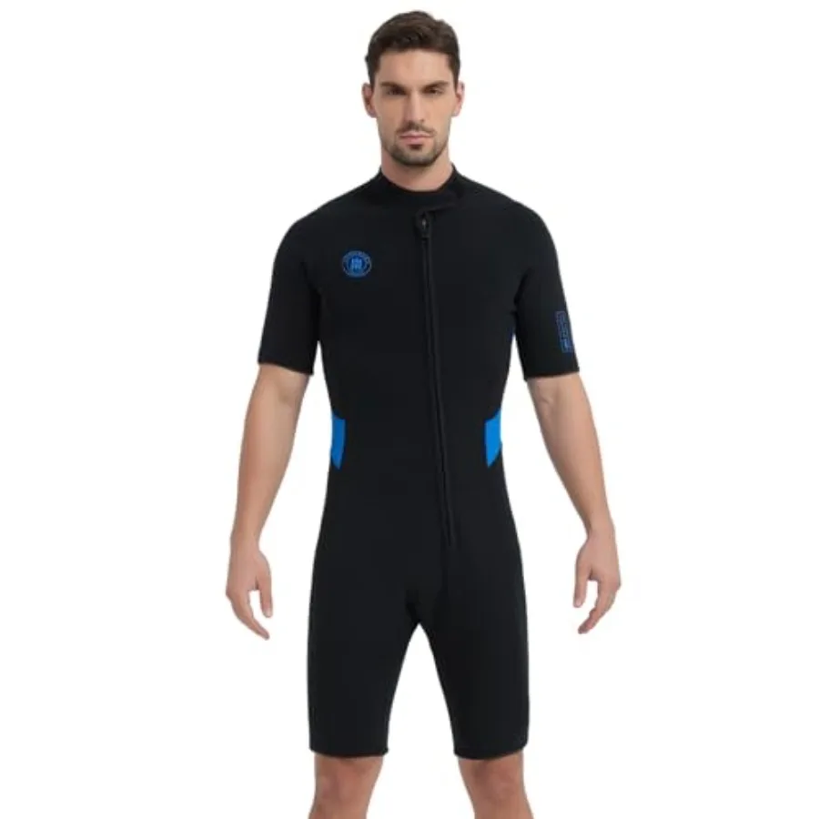 

2mm Shorty Wetsuits for Men and Women: Ultra-Stretch Neoprene, Black, Front Zip, Thermal Protection for Swimming and Diving