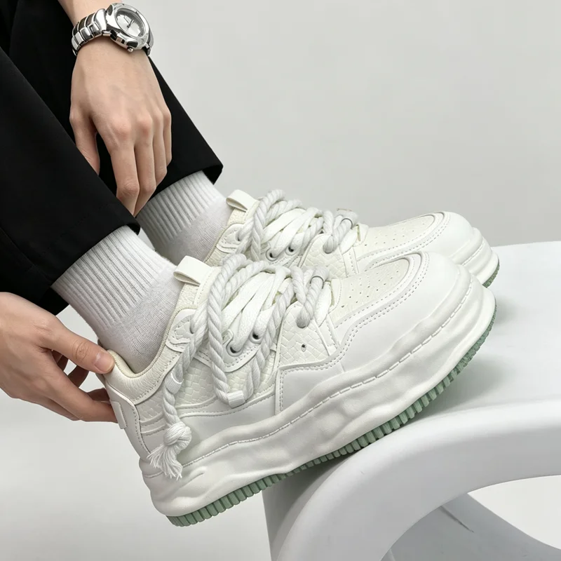 

New Summer Unisex Invisible Heightening Shoes, Thick Sole Casual Skate Shoes, Anti-Slip Wear-Resistant Couple White Sneakers