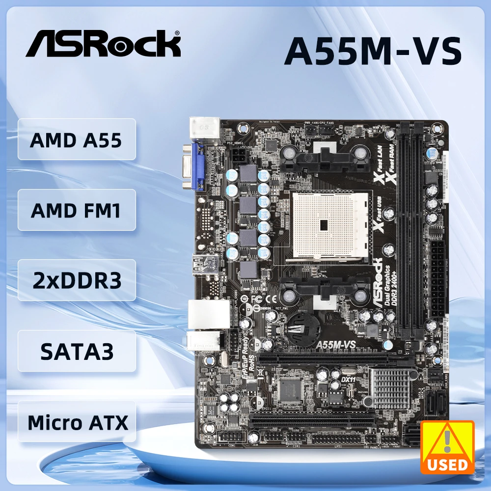 ASRock  A55M-VS Motherboard AMD A55 Socket FM1 support A6 AD3620 A4 AD3400 AD 3820 cpu DDR3 16GB Micro ATX